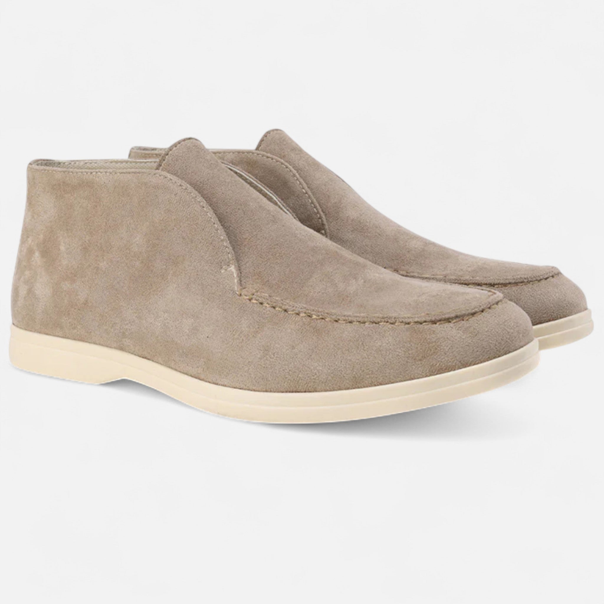 Men's high-cut suede loafers in Black - front view