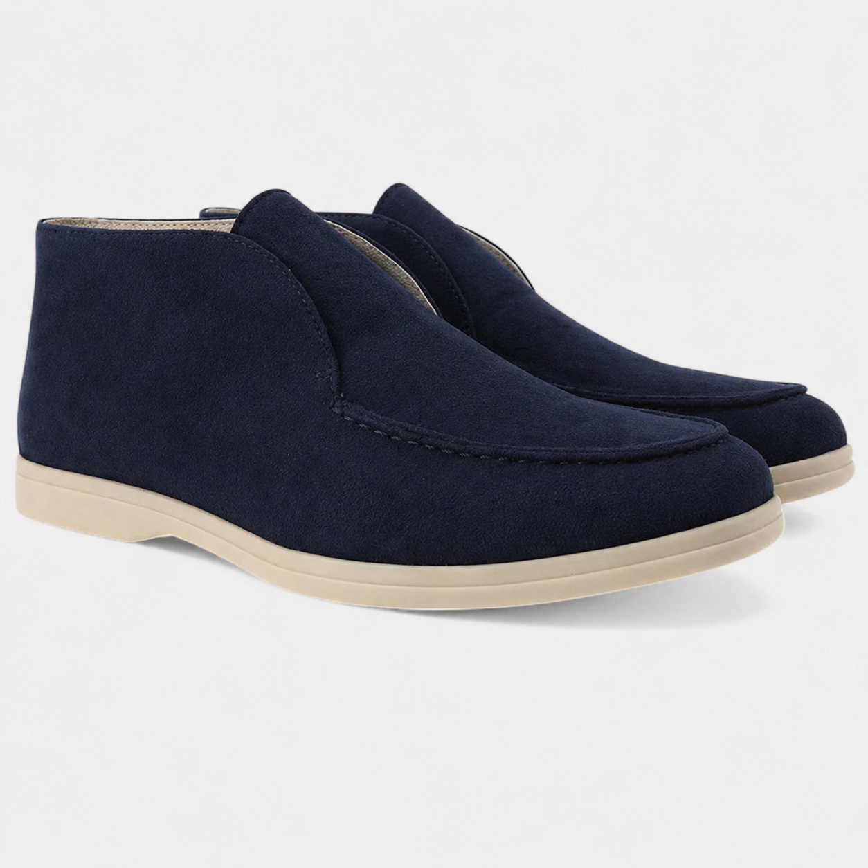 Men's high-cut suede loafers in Khaki - front view