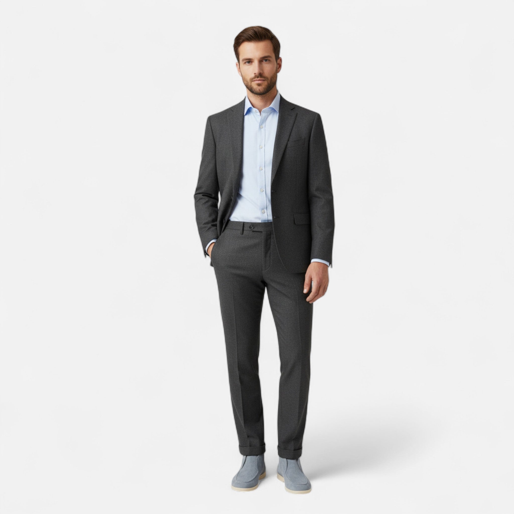 Men's high-cut suede loafers - worn view