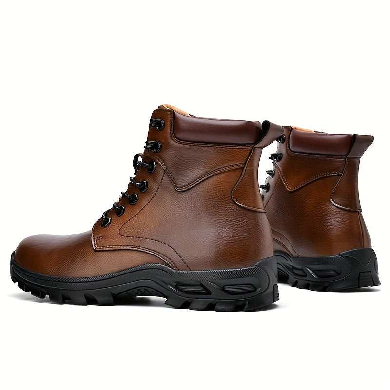 Men's Lace-Up Mid-Top Boots with Rugged Sole - view 6