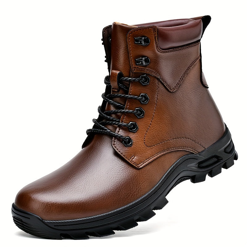 Men's Lace-Up Mid-Top Boots with Rugged Sole - view 7