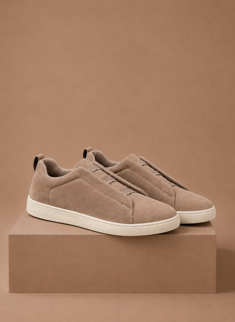 Men's laceless suede slip-on sneakers - front view