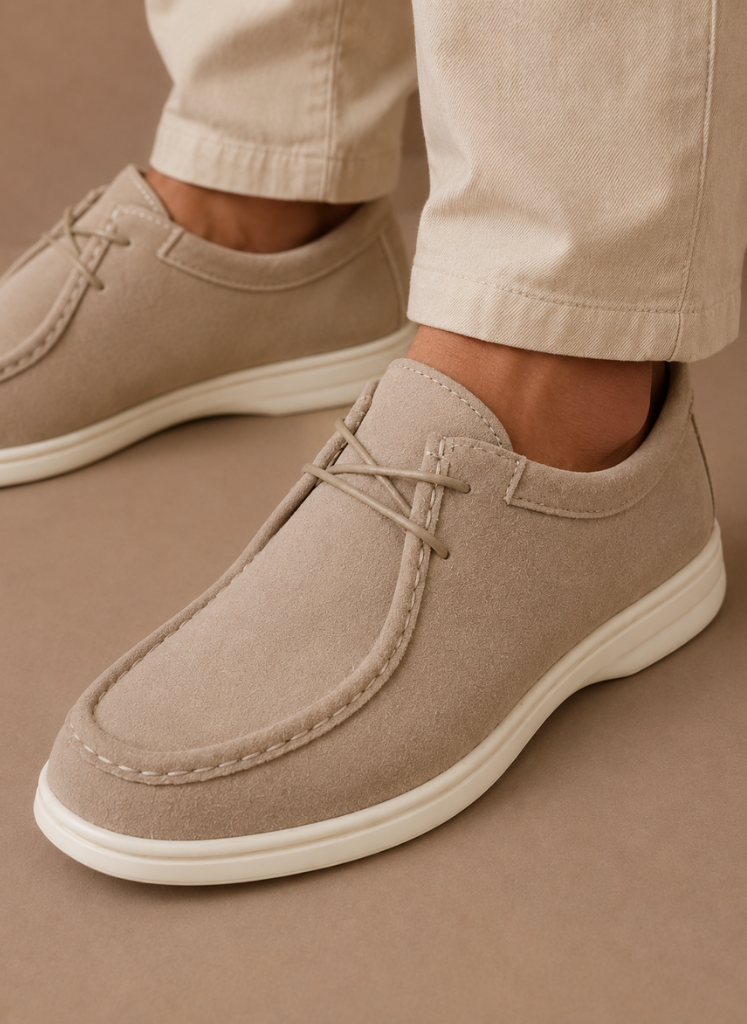 Men's moc-toe suede shoes sole - bottom view