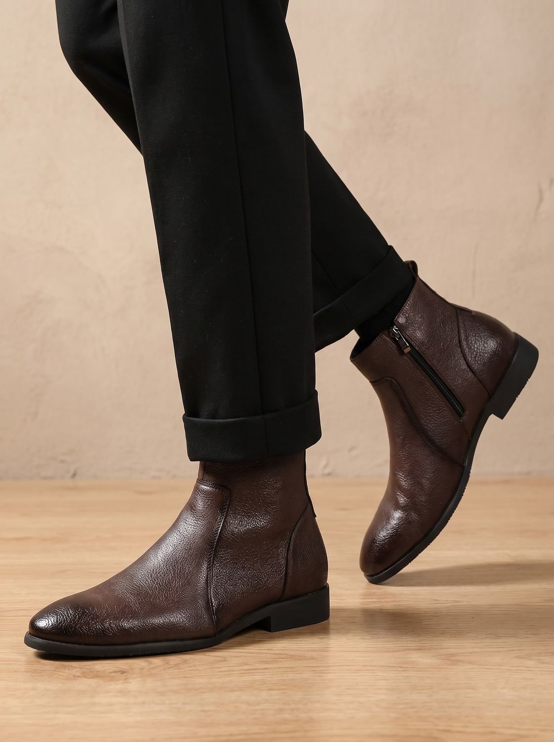 Men's Side-Zip Ankle Boots with Pointed Toe - view 8