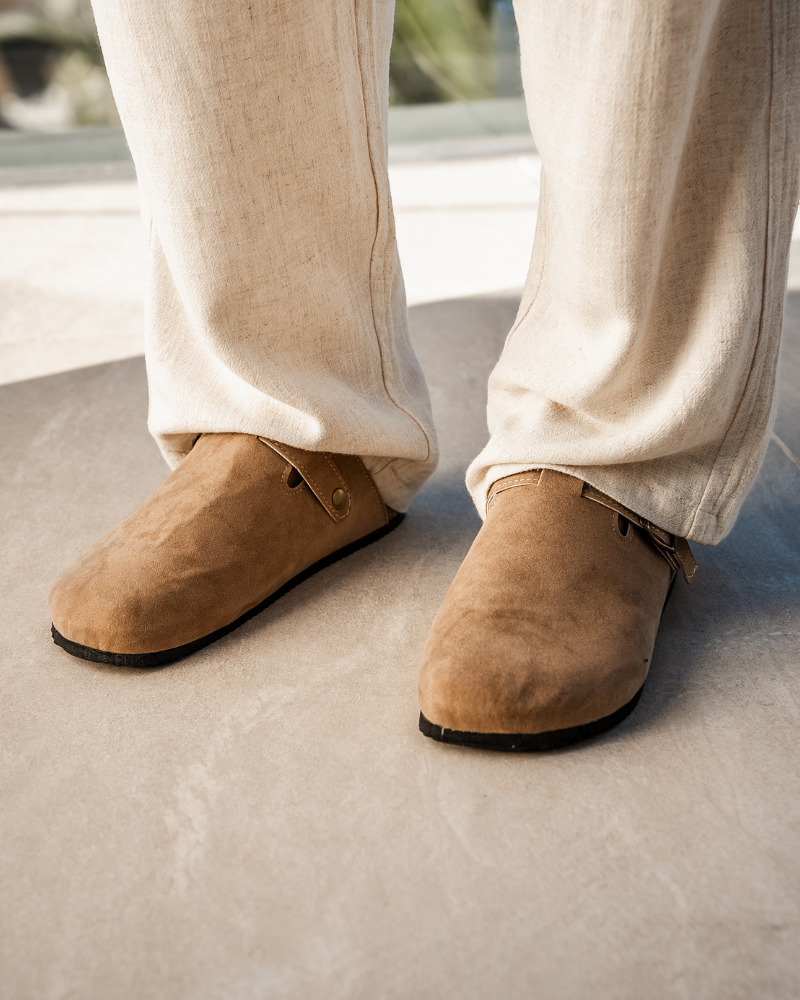 Men's suede clogs in Beige - front view