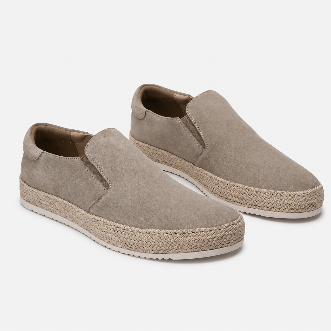 Men's suede flat loafers - sole view