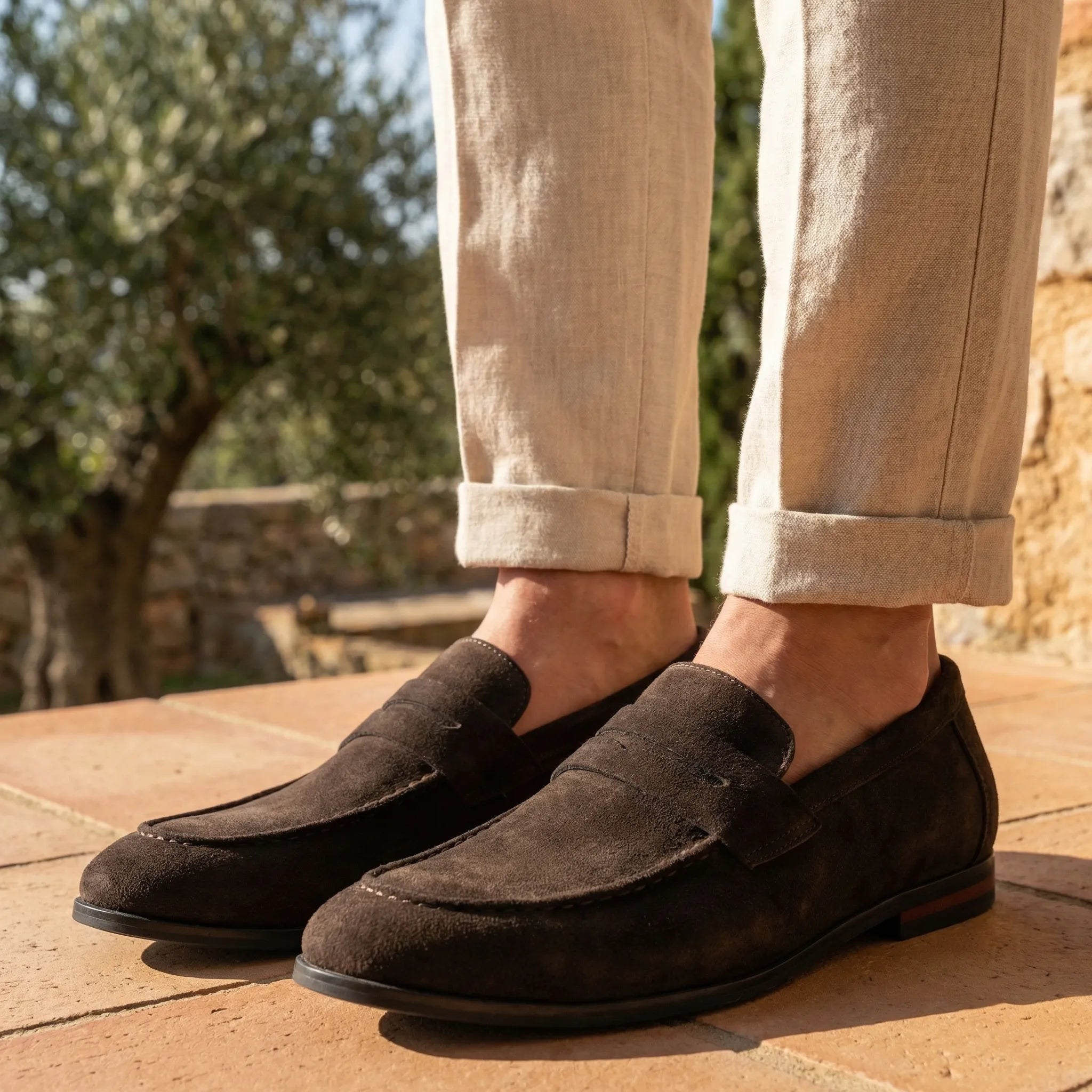 Men's suede slip-on loafers - side view
