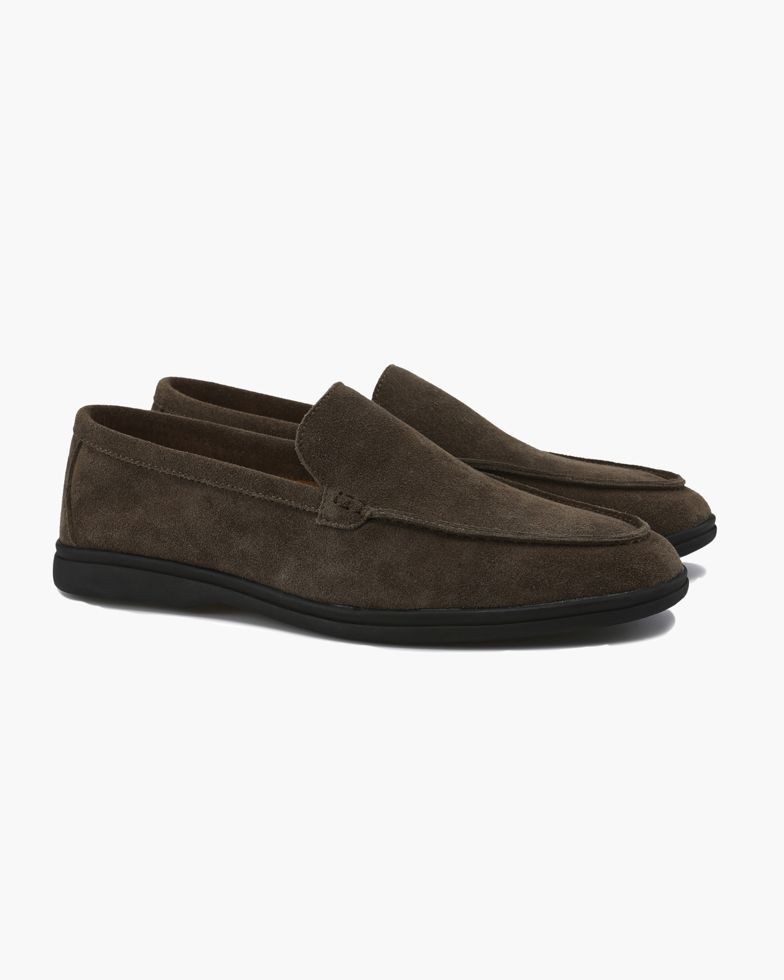 Men's suede loafers black sole - side view