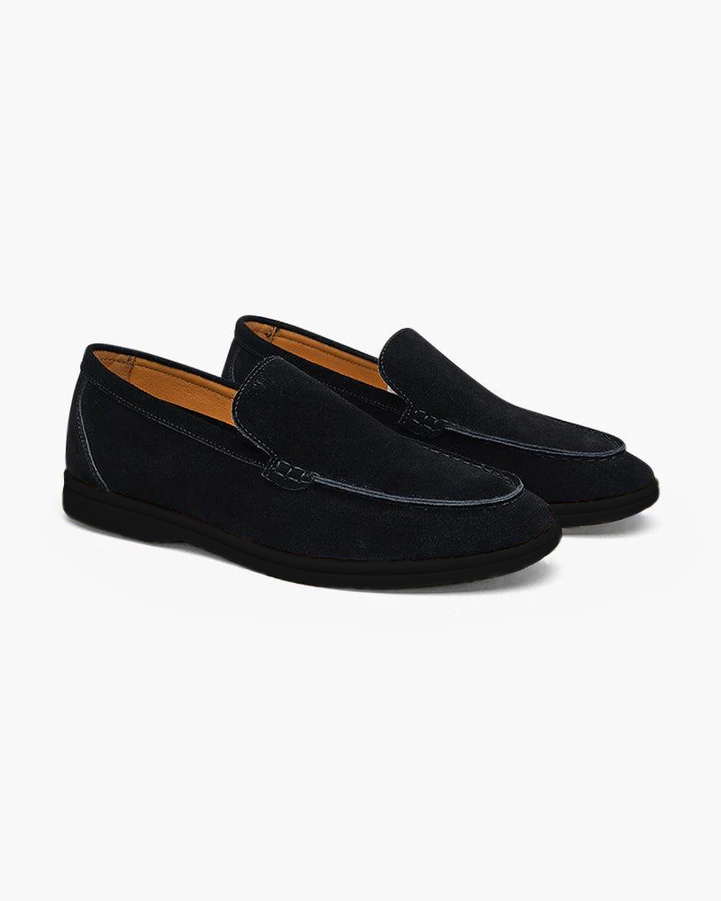 Men's suede loafers black sole - Black colour view