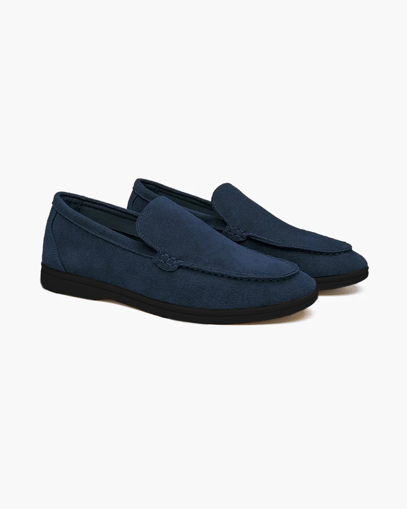 Men's suede loafers black sole - Marine Blue colour view