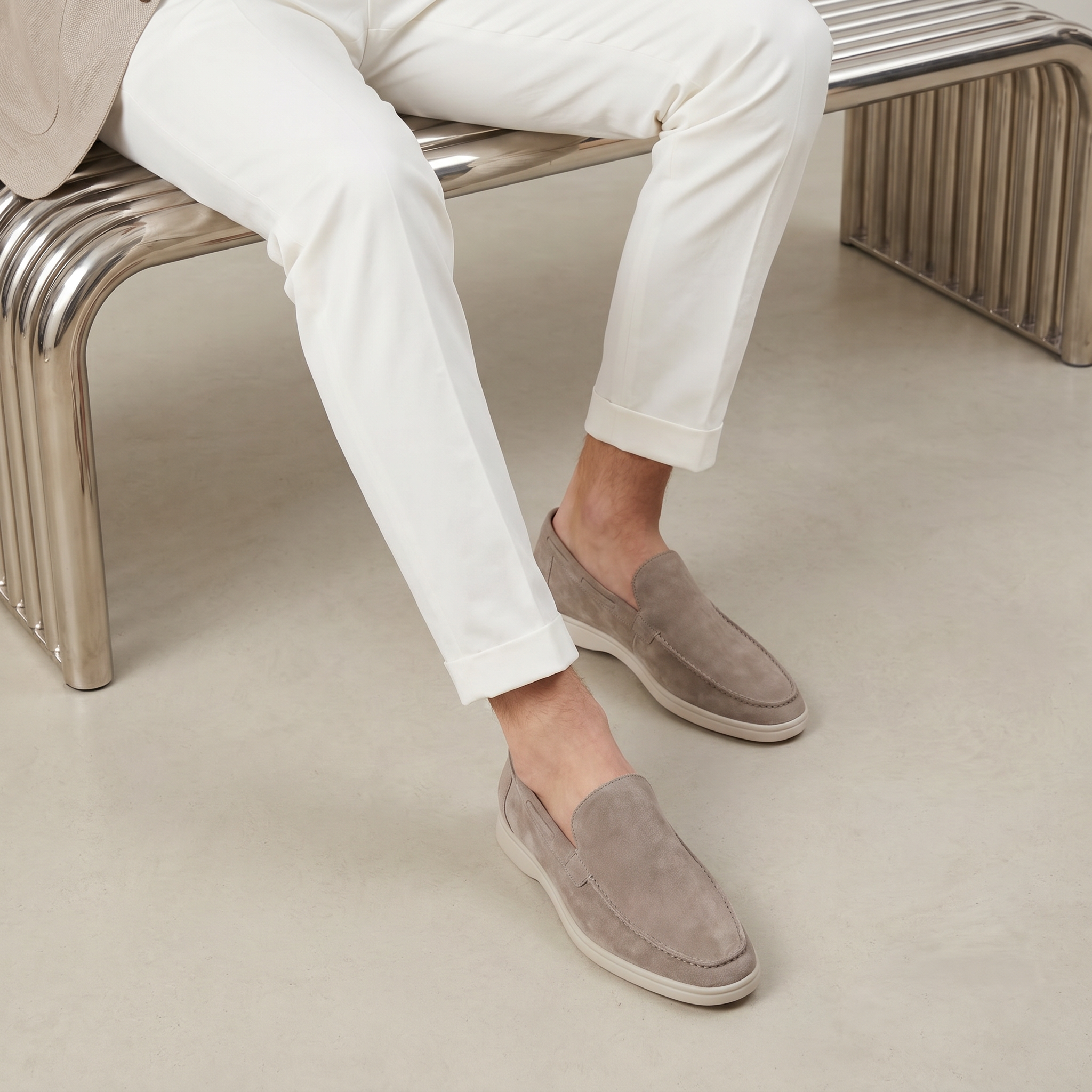 Men's suede slip-on loafers - front view