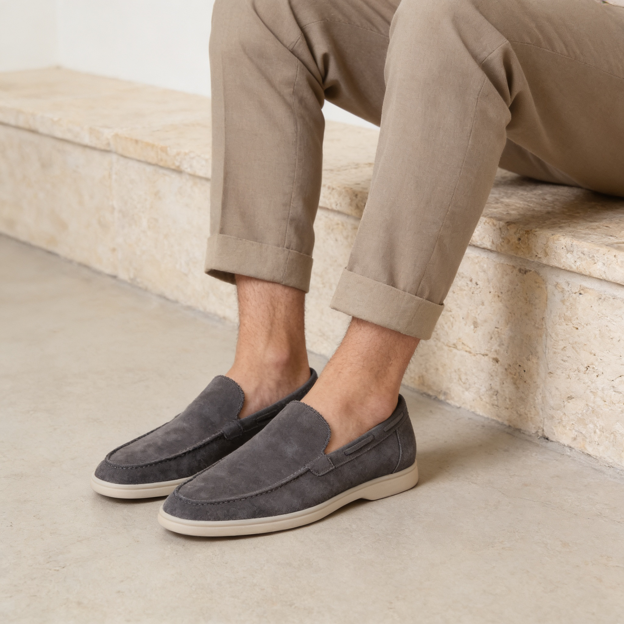 Men's suede slip-on loafers - back view