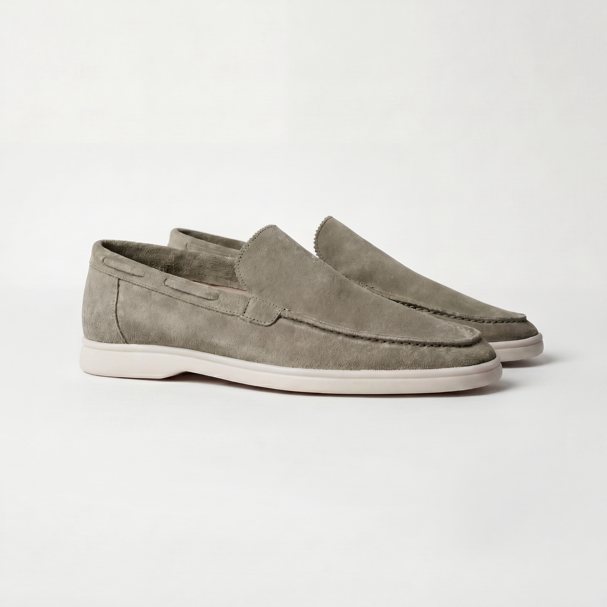 Men's suede loafers in dark brown - angle view