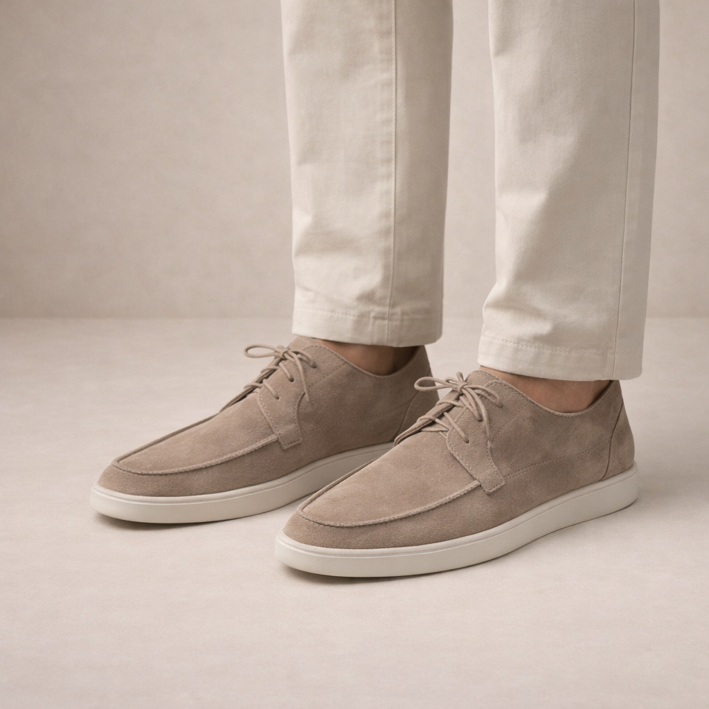Men's suede lace-up dress shoes in Black - front view