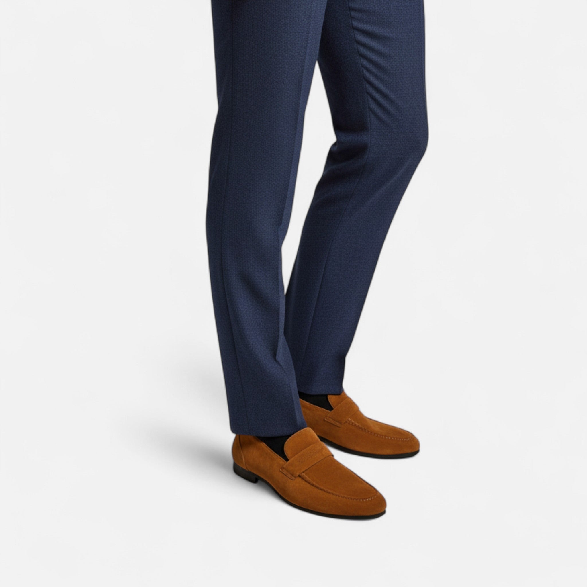 Men's suede penny loafers in Black - front view
