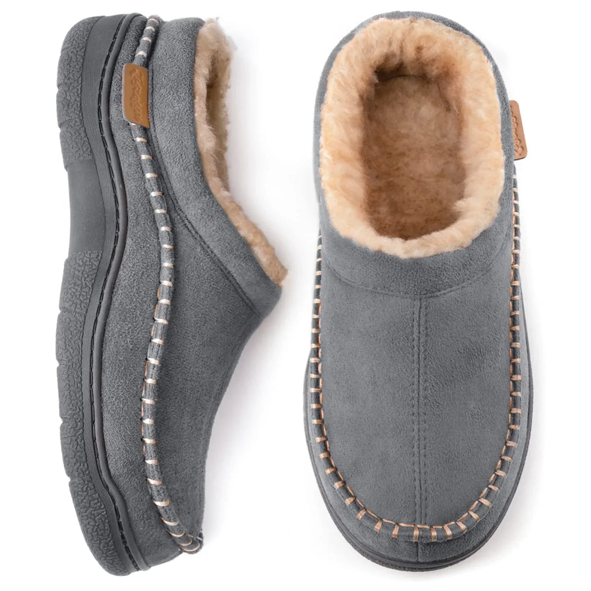 Men's Warm Lined Slippers with Non-Slip Sole - view 1