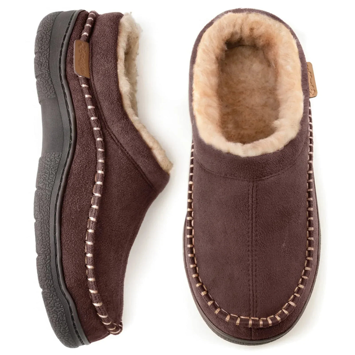 Men's Warm Lined Slippers with Non-Slip Sole - view 2