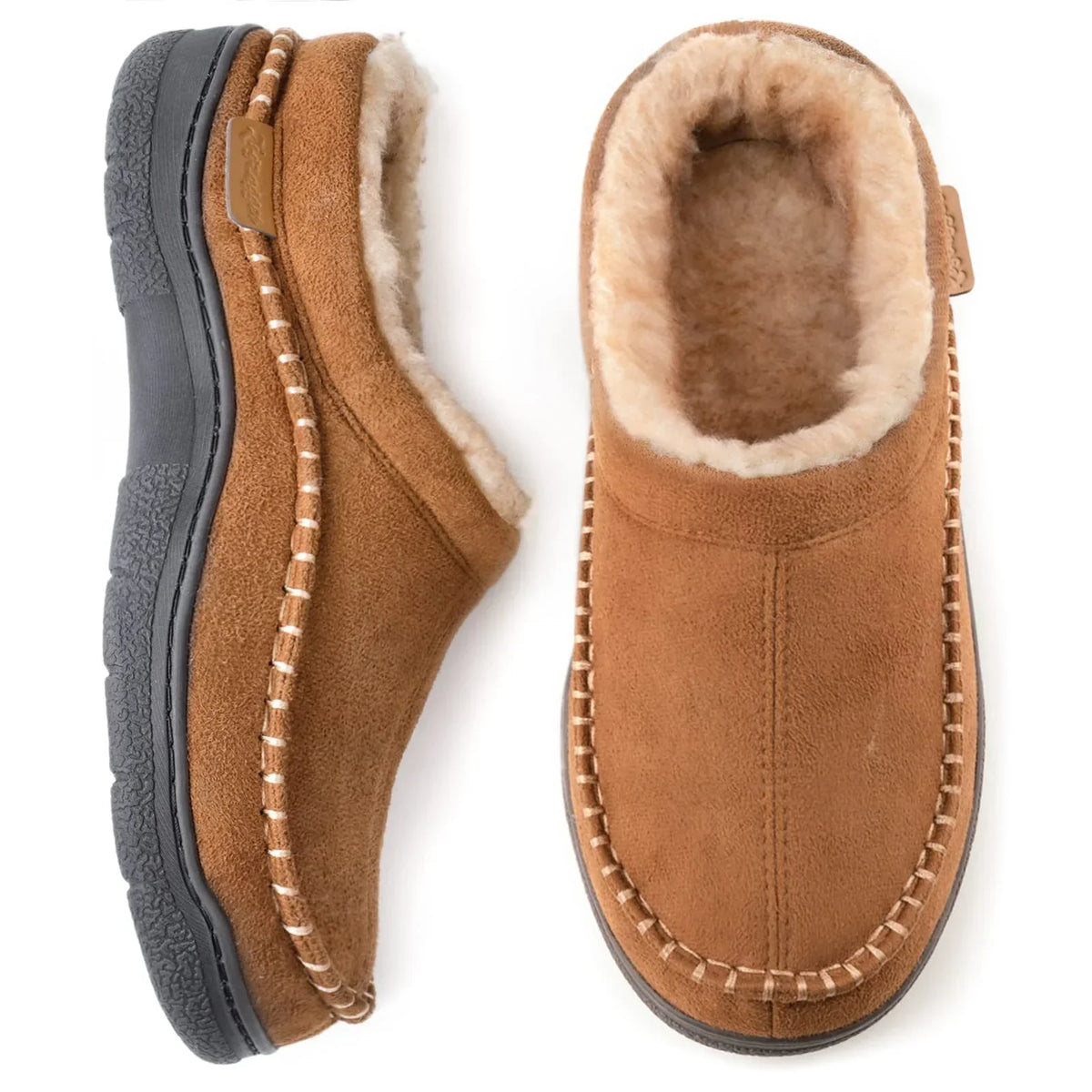 Men's Warm Lined Slippers with Non-Slip Sole - view 4