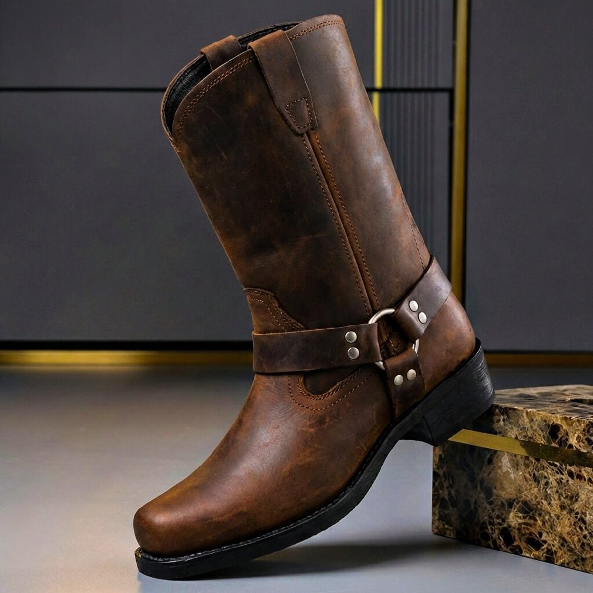 Men's Western Harness Boots with Block Heel - view 1