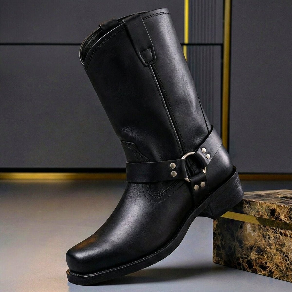 Men's Western Harness Boots with Block Heel - view 3