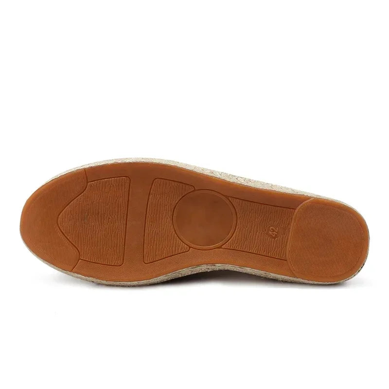 Men's linen espadrille loafers in Grey - front view