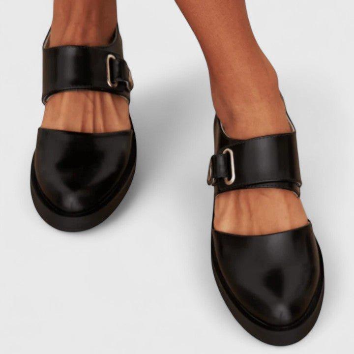 women's chunky sole Mary Jane buckle shoes - sole view