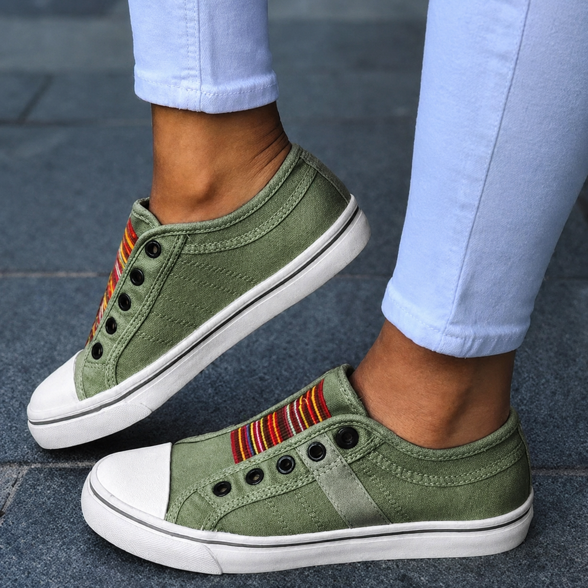 Women's Classic Elastic Canvas Sneakers - view 2