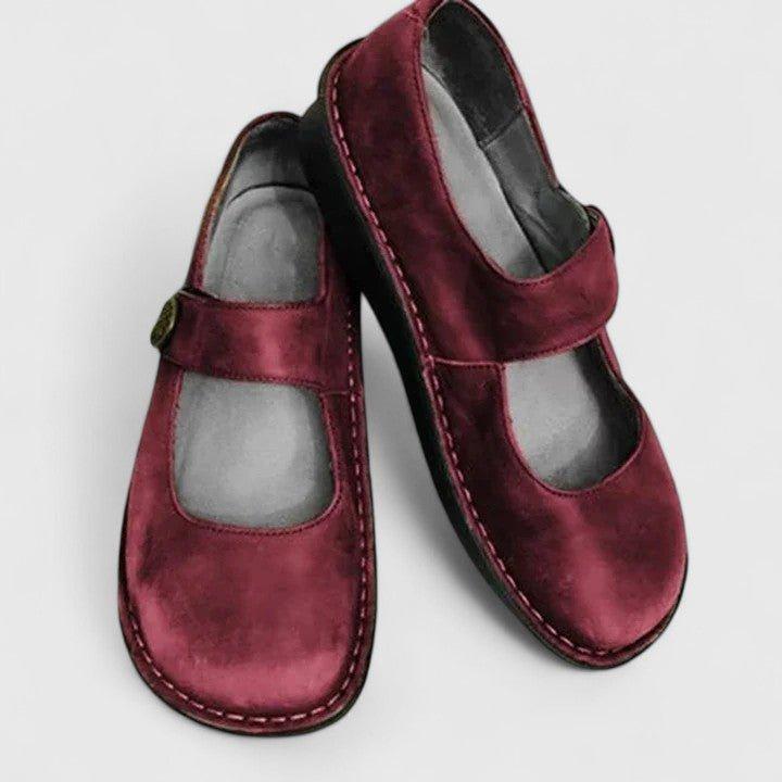 women's classic Mary Jane rounded toe flats in Brown - front view