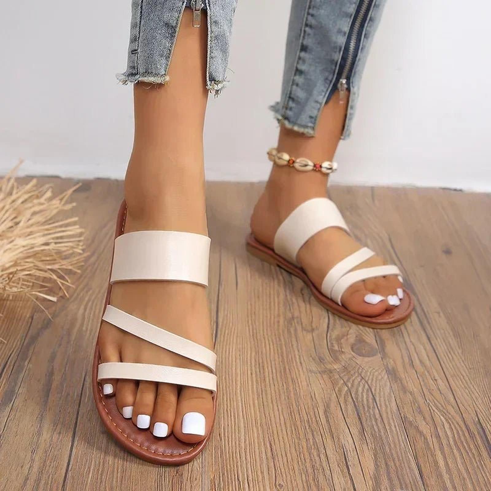 women's cross-strap flat sandals - colour options