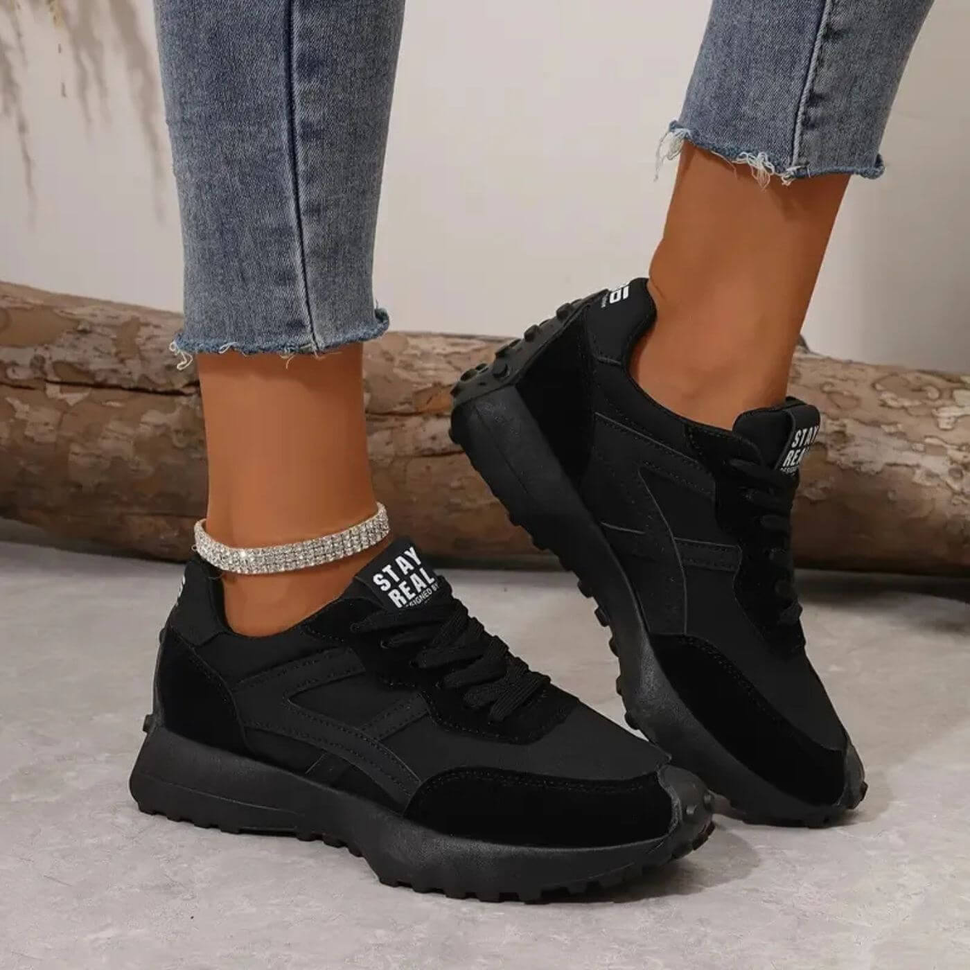 women's cushioned slip-resistant sneakers - back view