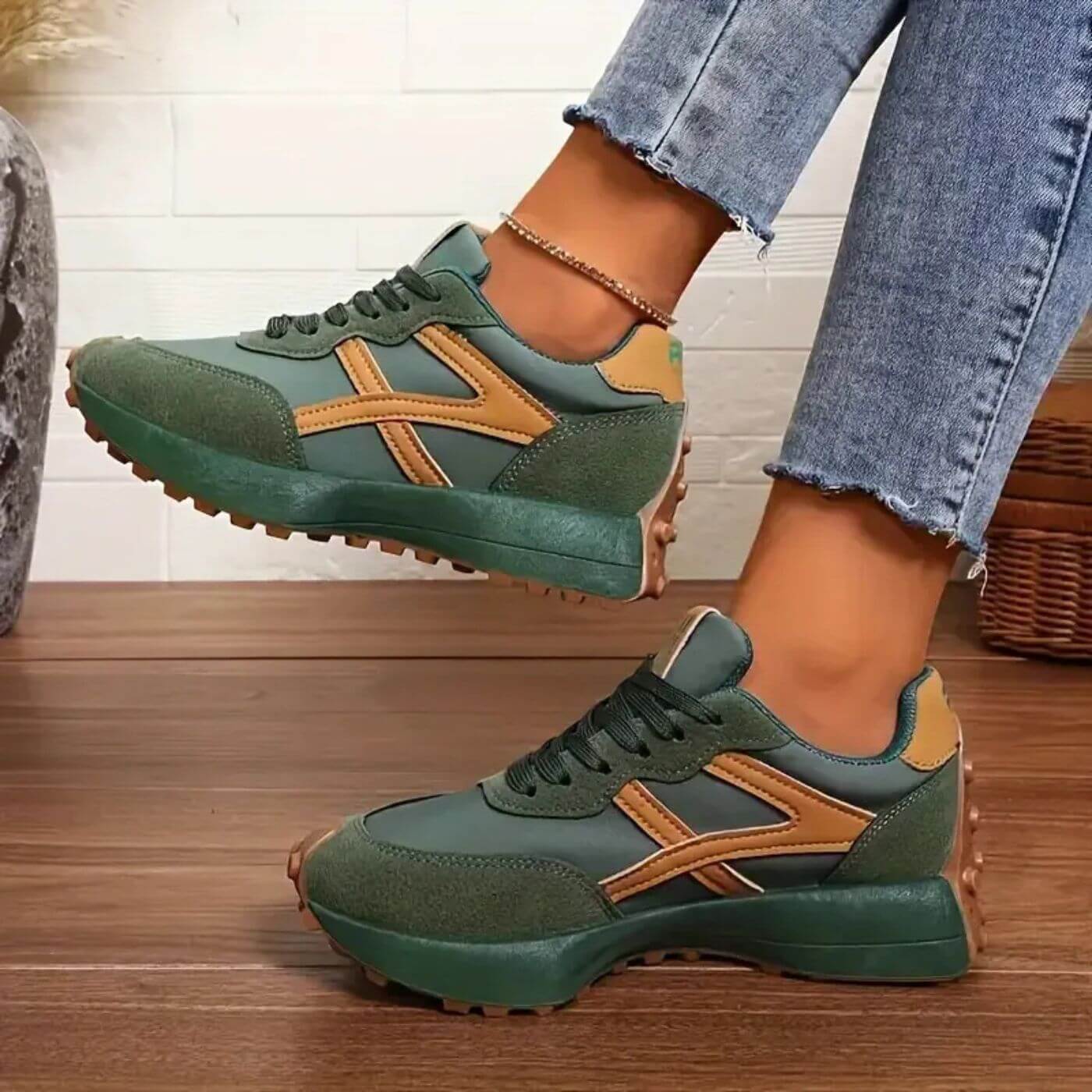 women's cushioned slip-resistant sneakers - sole view