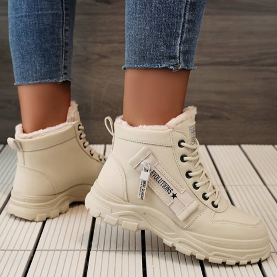 Women's Fleece-Lined Faux Leather High-Top Lace-Up Winter Boots - view 4