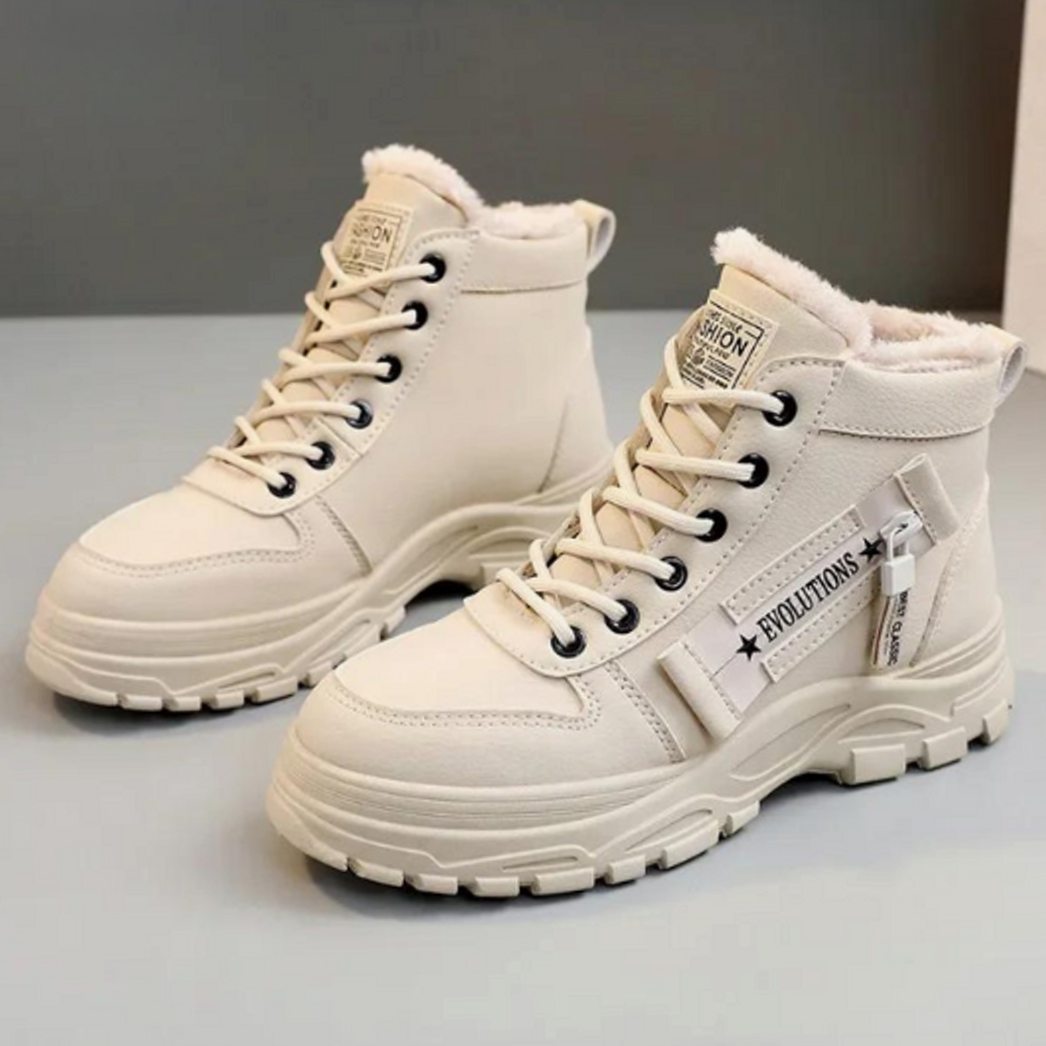 Women's Fleece-Lined Faux Leather High-Top Lace-Up Winter Boots - view 5