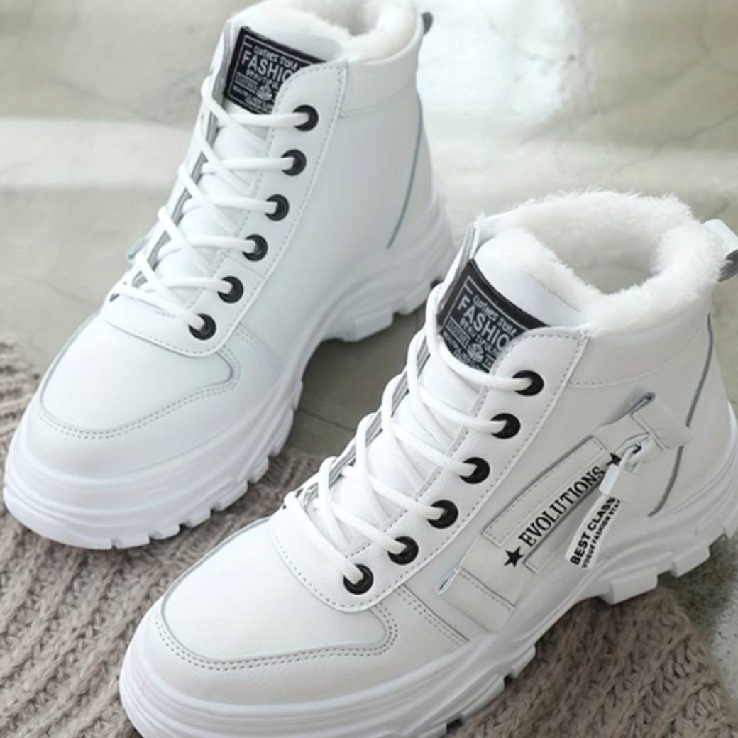 Women's Fleece-Lined Faux Leather High-Top Lace-Up Winter Boots - view 6