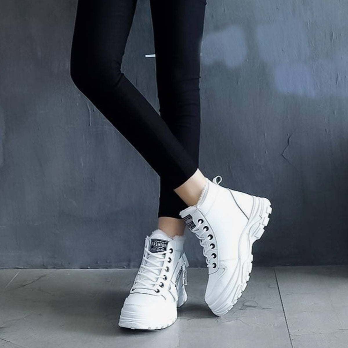 Women's Fleece-Lined Faux Leather High-Top Lace-Up Winter Boots - view 7