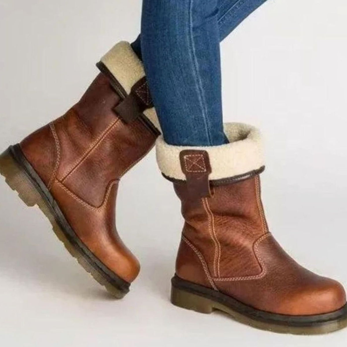 Women's Fleece-Lined Leather Mid-Calf Winter Boots - view 1
