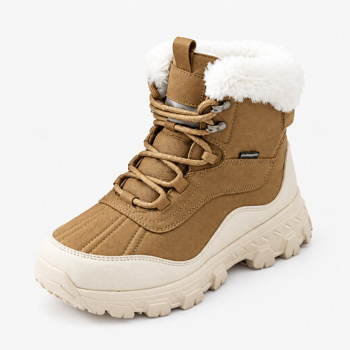 Women's Lined Lace-Up Winter Boots with Faux Fur Collar - view 2