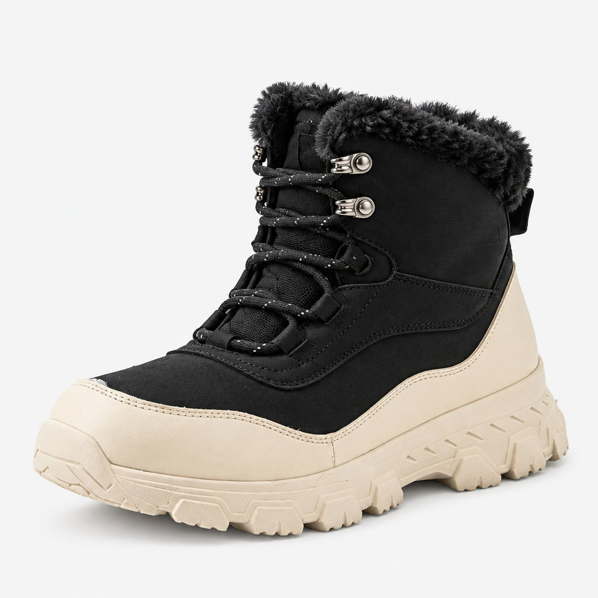 Women's Lined Lace-Up Winter Boots with Faux Fur Collar - view 9