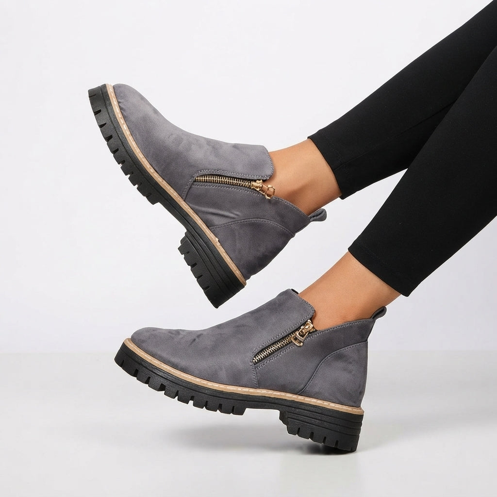 Women's Lug Sole Side-Zip Ankle Boots with Block Heel - view 3