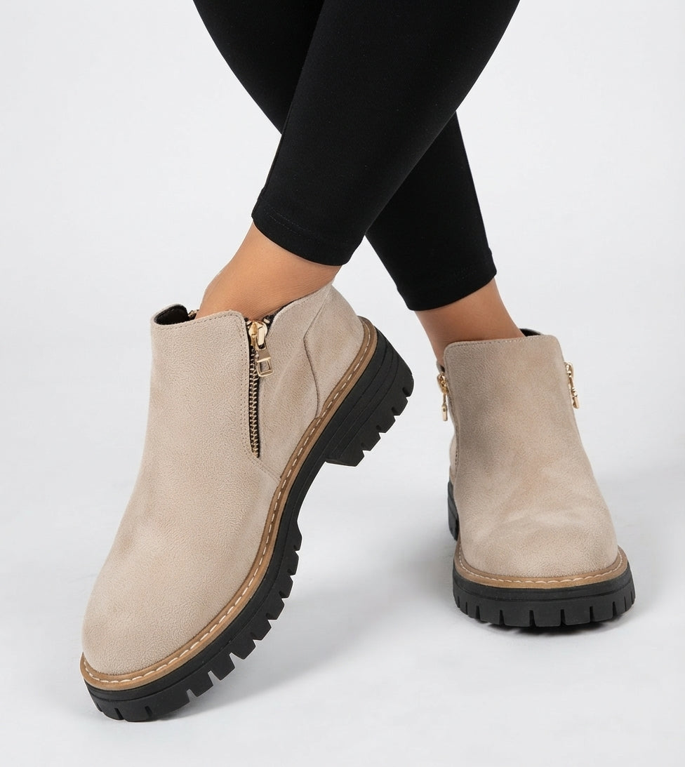 Women's Lug Sole Side-Zip Ankle Boots with Block Heel - view 6