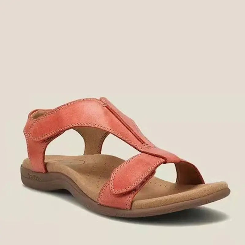 Women's orthopaedic cross strap sandals in orange warm weather casual