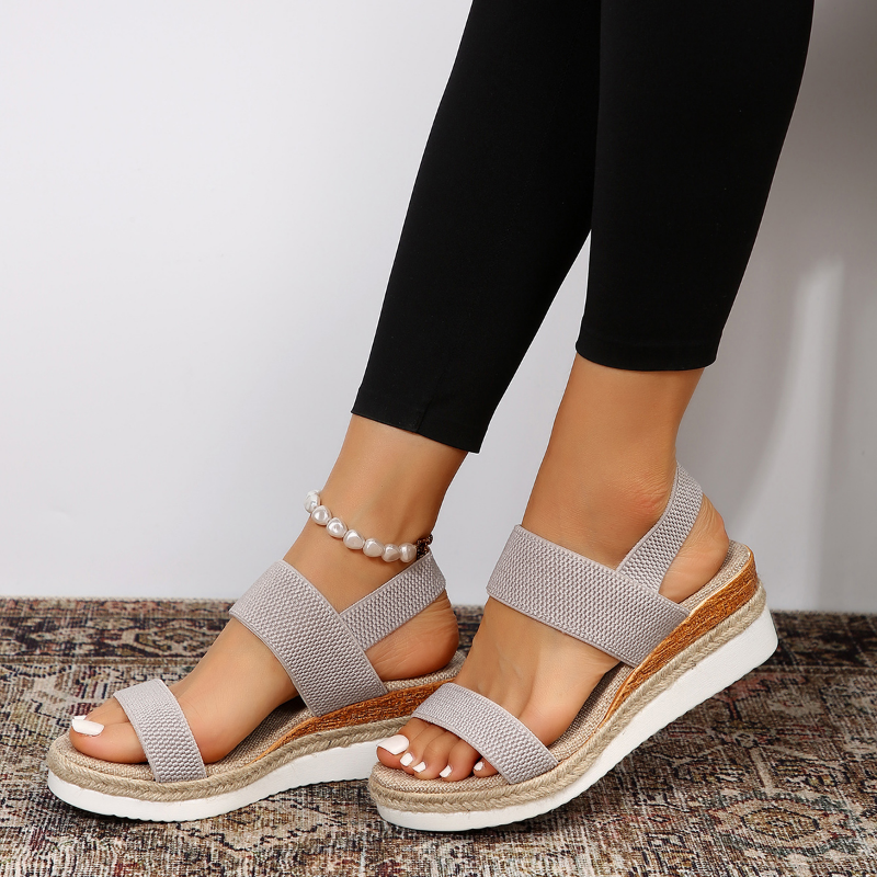 women's orthopedic cross-strap platform sandals - flat lay view