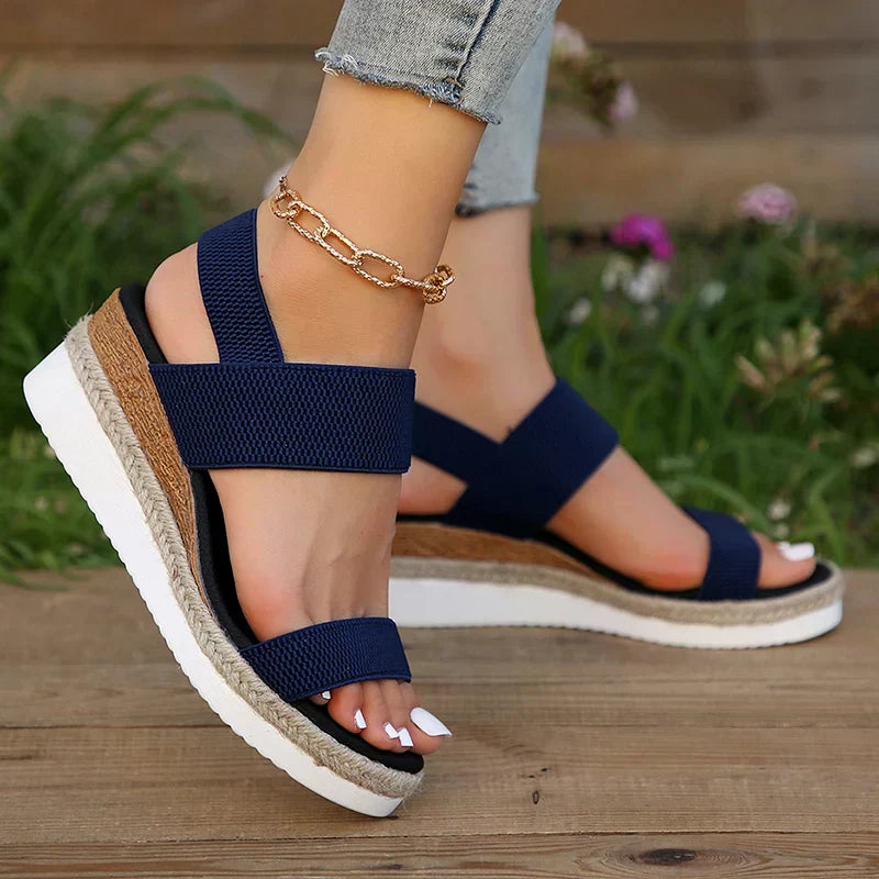 women's orthopedic cross-strap platform sandals - lifestyle view