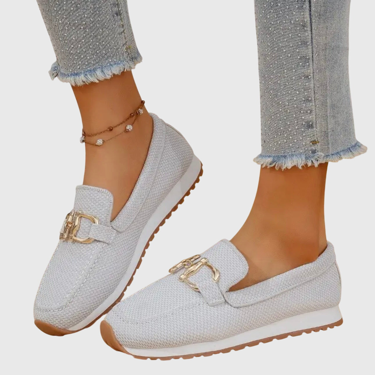 women's orthopedic loafers with gold hardware - insole view