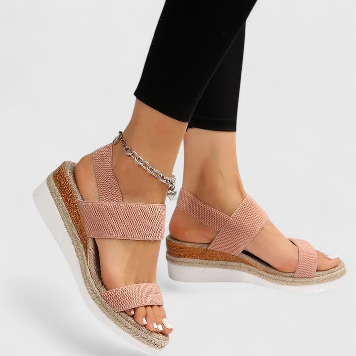 women's orthopedic platform sandals with arch support - close-up view