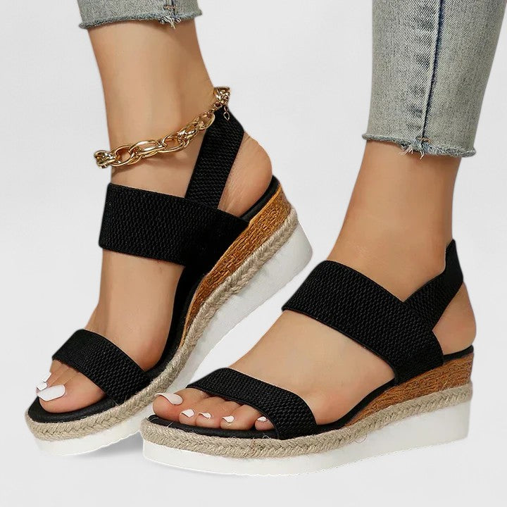 women's orthopedic platform sandals with arch support - front view