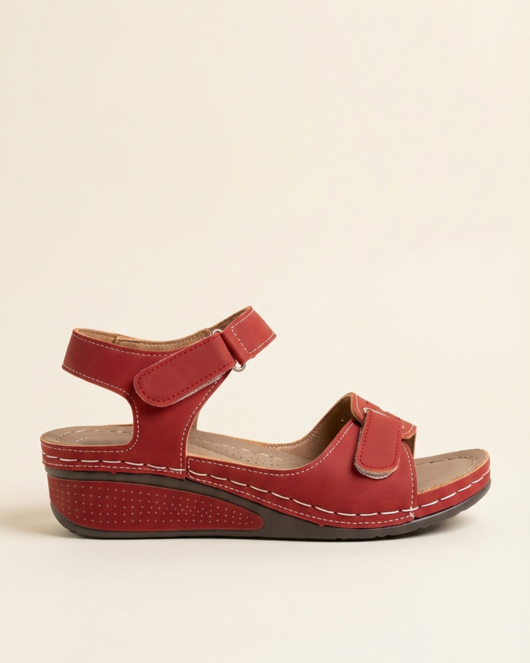 Women's elegant orthopedic strap sandals in red arch support comfort