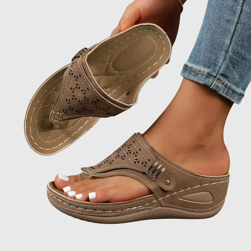 women's orthopedic wedge sandals with ergonomic support - front view