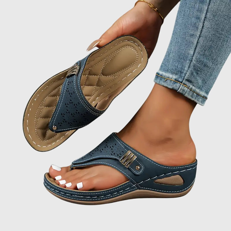 women's orthopedic wedge sandals with ergonomic support - side view