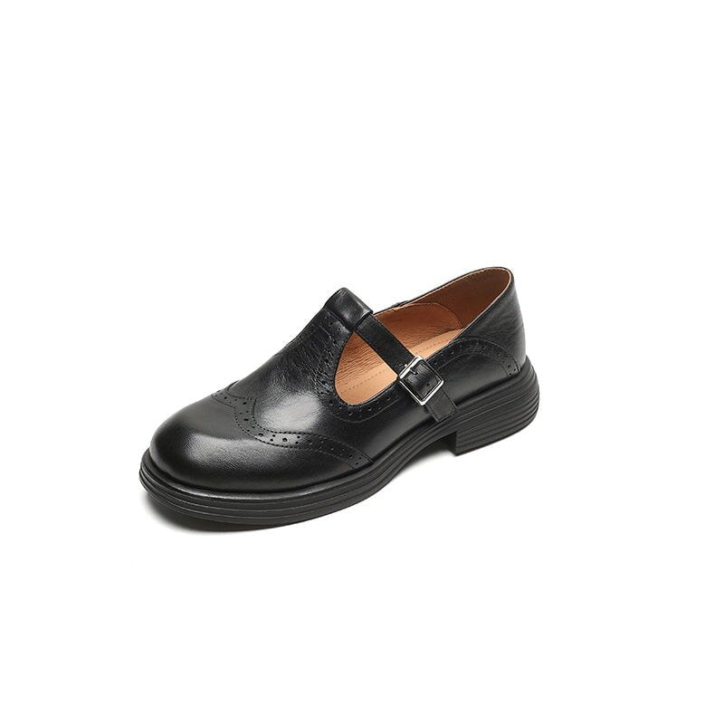 women's perforated Mary Jane buckle flats - pair view